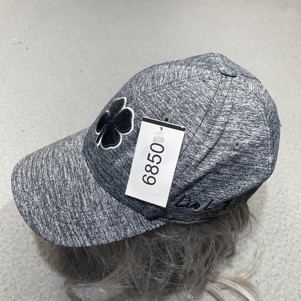 Black Clover Hat Cap Fitted Extra Large Gray 3D Clover Live Lucky Spell Out Mens - Picture 8 of 8